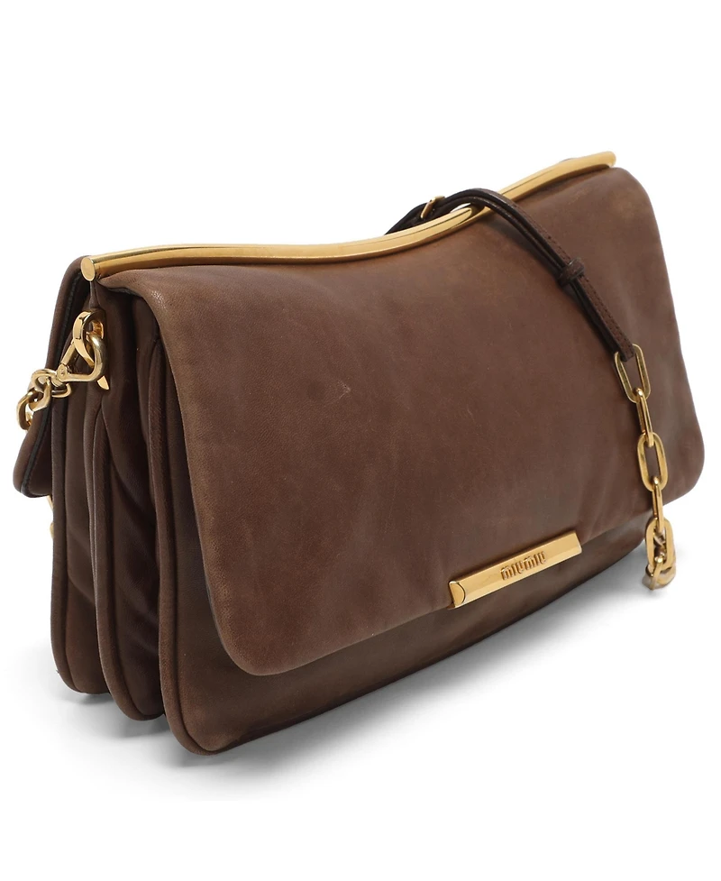Pre-Owned Miu Miu Women's Frame Leather Chain Shoulder Bag