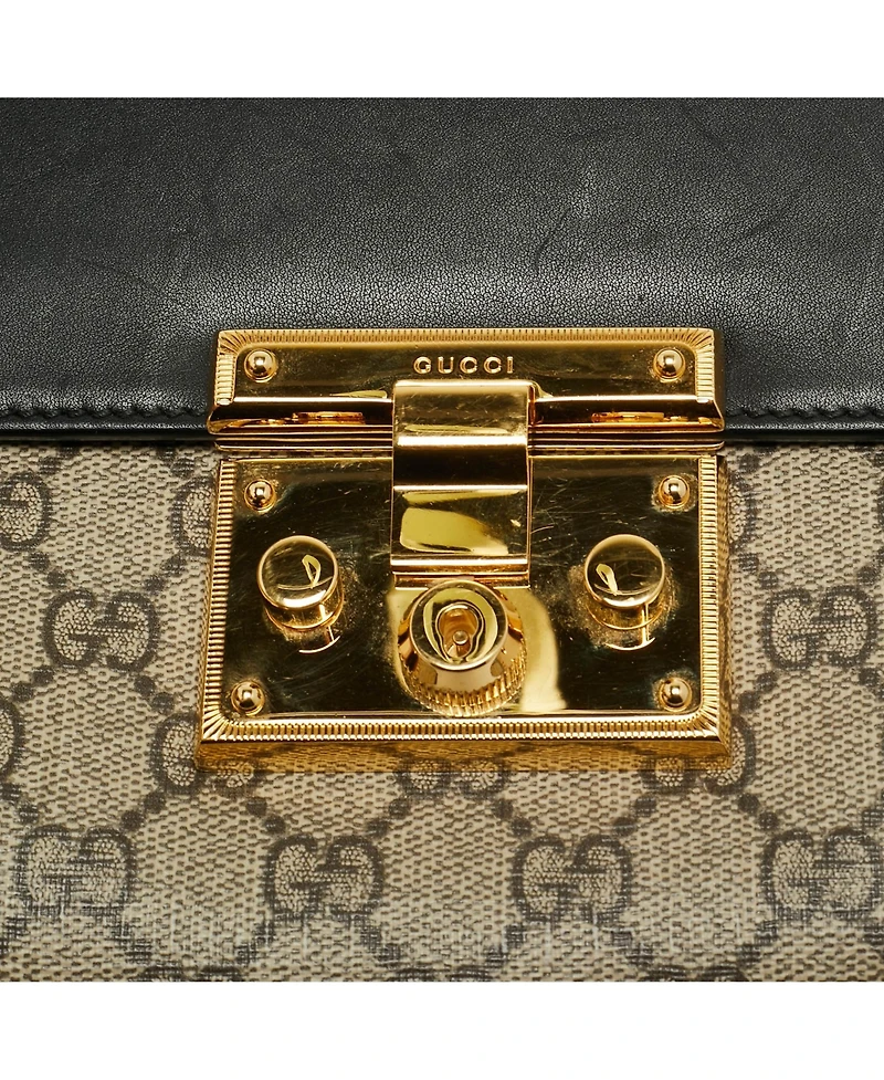 Pre-Owned Gucci Padlock Medium Gg Supreme Canvas and Leather Shoulder Bag