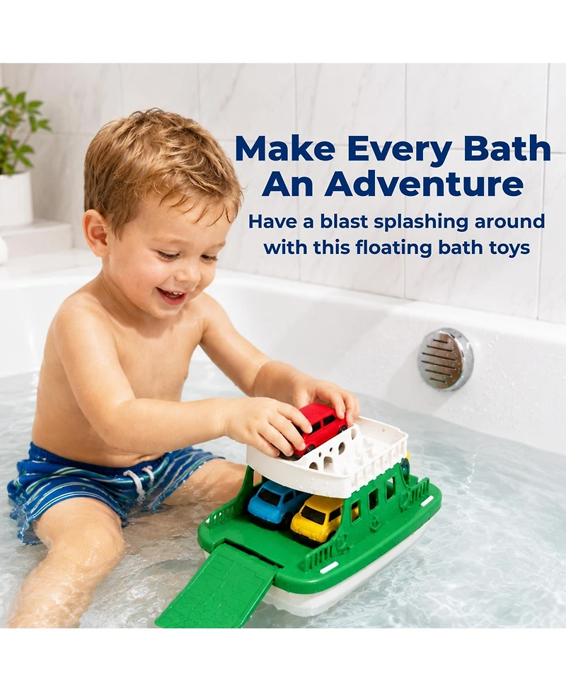 Sperric Toddler Boat Bath Toy Set for Toddlers, Carry Ship & 4 Mini Cars