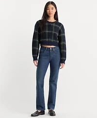 Good American Women's Cropped Plaid Cardigan