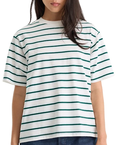 Good American Women's Oversized Crewneck Stripe T-Shirt