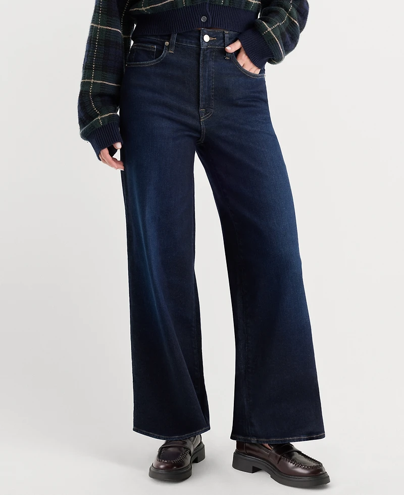 Good American Women's Waist Wide-Leg Dark Rinse High-Rise Jeans