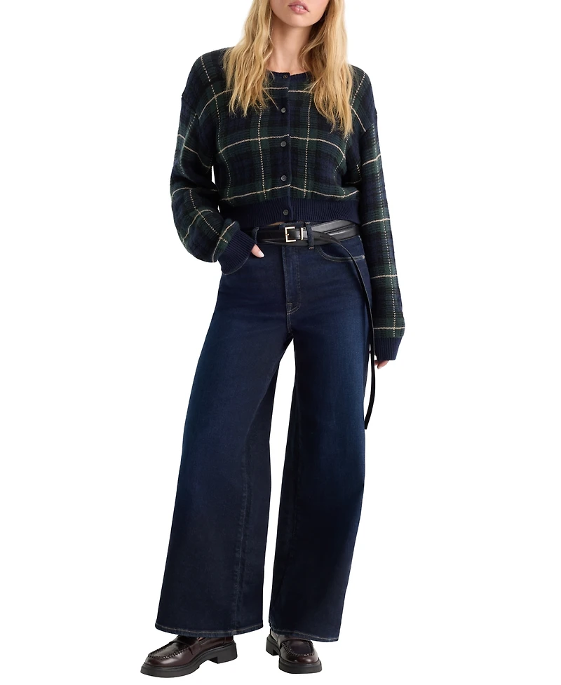 Good American Women's Waist Wide-Leg Dark Rinse High-Rise Jeans