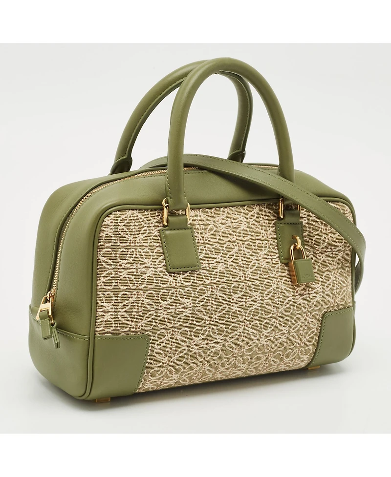 Pre-Owned Loewe Women's Amazona 23 Jacquard Canvas and Leather Satchel