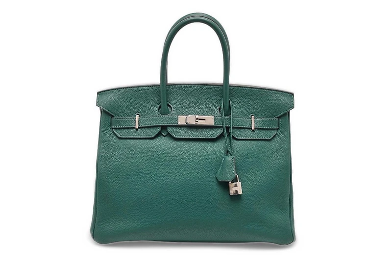 Pre-Owned Hermes Palladium Finish Malachite Togo Leather