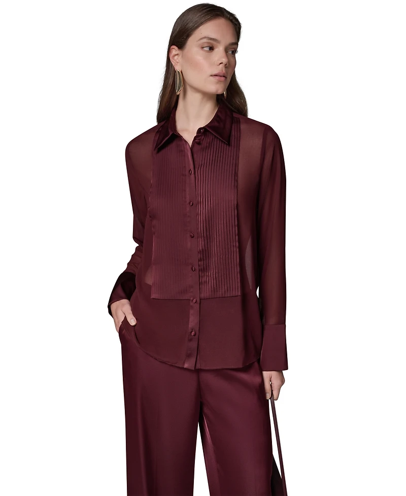Donna Karan New York Women's Long-Sleeve Sheer Blouse