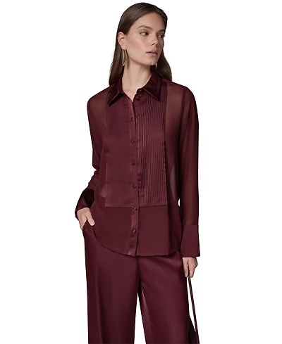 Donna Karan New York Women's Long-Sleeve Sheer Blouse
