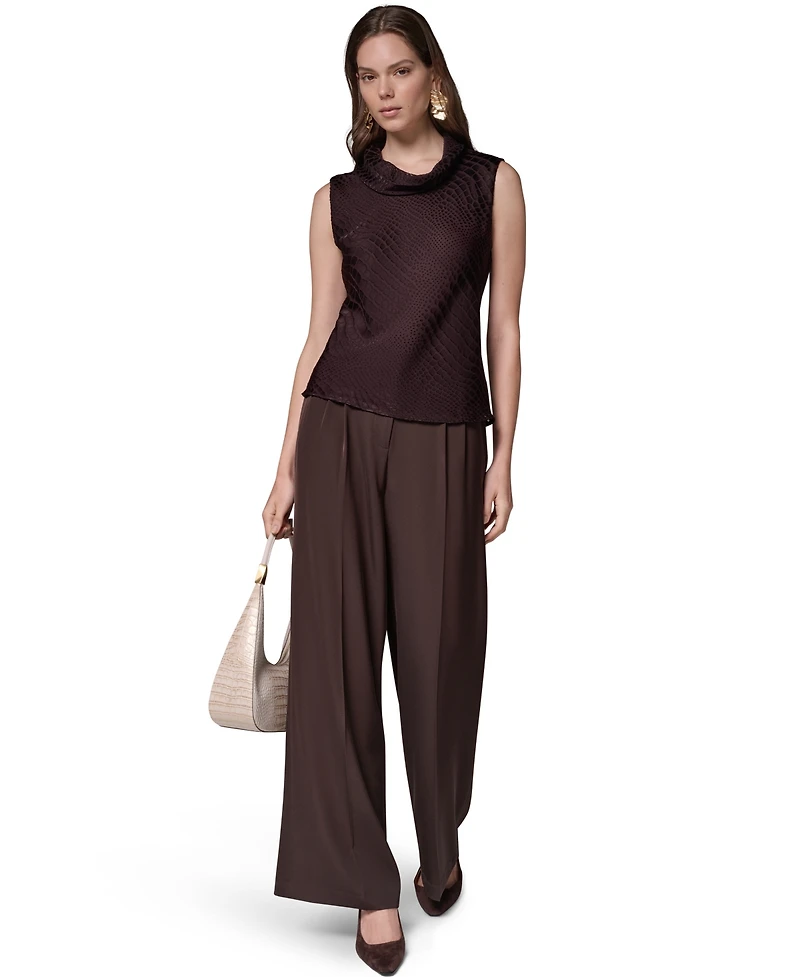 Donna Karan New York Women's Snake-Print Sleeveless Cowl-Neck Blouse
