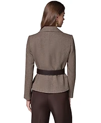 Donna Karan New York Women's DK192 Cropped Shoulder-Padded Belted Blazer