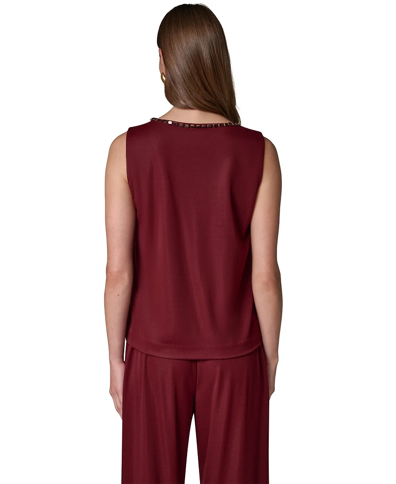 Donna Karan New York Women's DK609 Beaded Boat-Neck Sleeveless Camisole