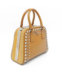 Pre-Owned Prada Women's Small Studded Saffiano Patent Leather Frame Bag