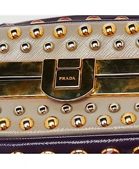 Pre-Owned Prada Crystal Embellished Saffiano Leather Satchel
