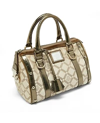 Pre-Owned Versace Snap Out Of It Small Greca Print and Leather Satchel