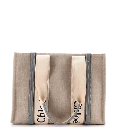 Pre-Owned Chloe Medium Woody Tote Canvas with Leather