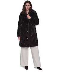 Karl Lagerfeld Paris Women's Teddy Faux Fur Mid Length Coat