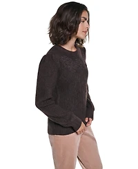 Karl Lagerfeld Paris Women's Cable-Knit Floral Lace Applique Sweater