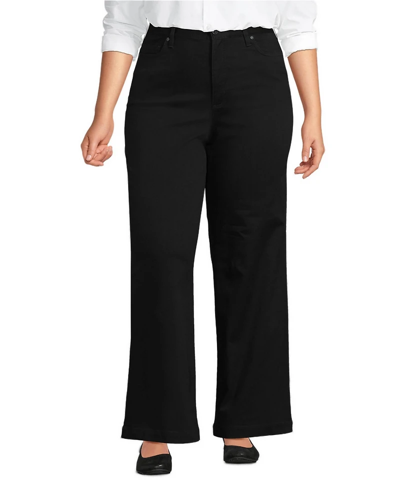 Lands' End Women's High Rise 5 Pocket Wide Leg Chino Pants