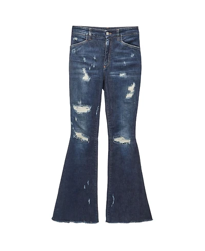 Pre-Owned Dolce & Gabbana Women's Denim Flared Embroidered Jeans