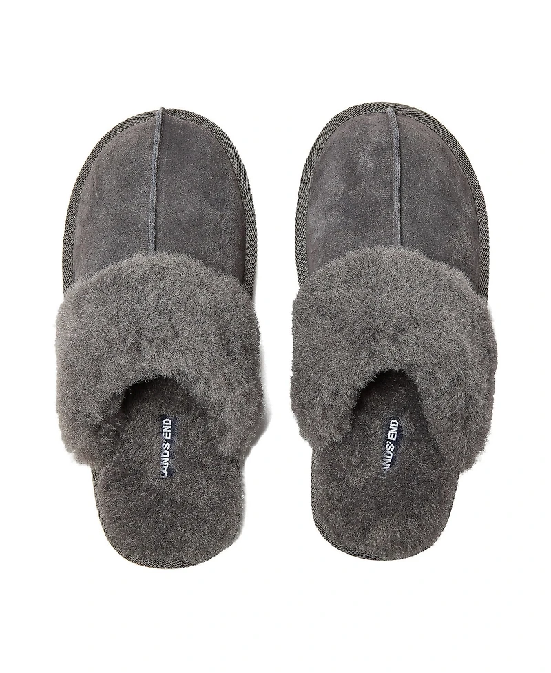 Lands' End Women's Suede Furry Lined Slippers