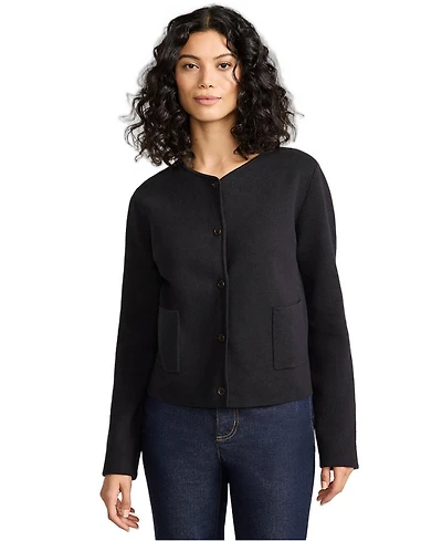 Lands' End Women's Petite Fine Gauge Cotton Milano Blazer Sweater