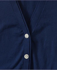 Lands' End Plus Drifter Lite Double Trim Cardigan Sweater