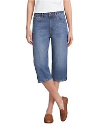 Lands' End Women's Soft Denim Mid Rise Relaxed Capri Jeans