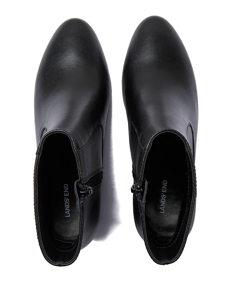 Lands' End Women's Wide Width Essential Leather Block Heeled Boots