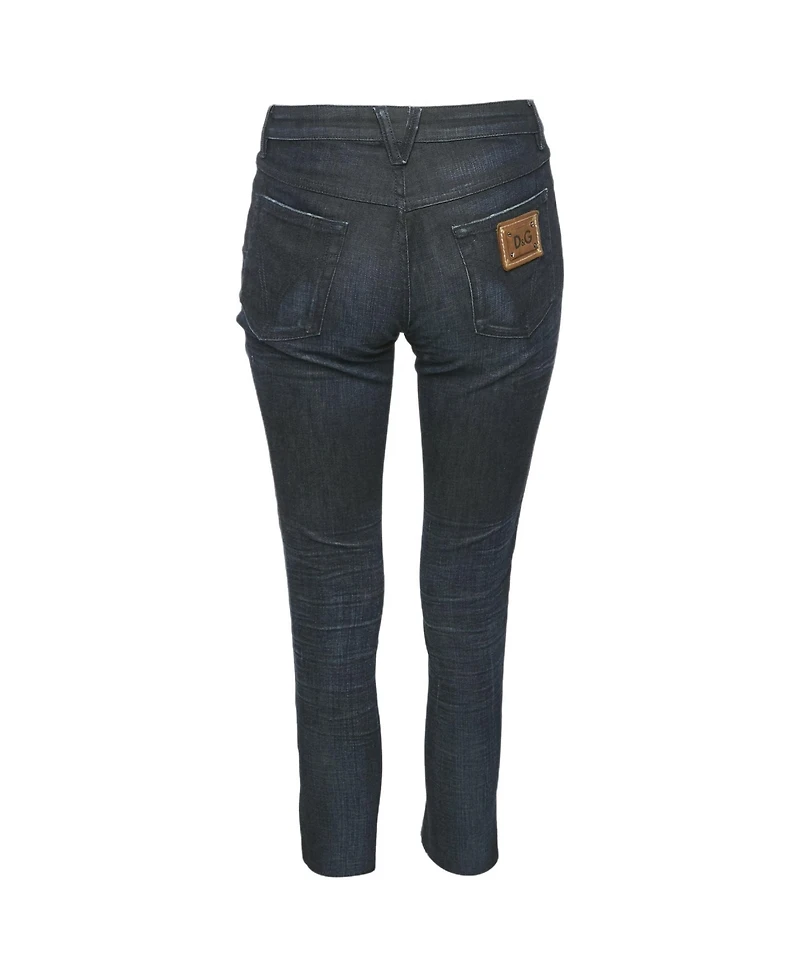 Pre-Owned Dolce & Gabbana Women's Washed Denim Raw Edge Jeans
