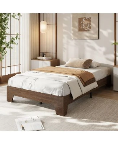 Homfan Bed Frame With Wooden Slats Wood Platform Bed Frame Low Profile Bed No Box Spring Needed Noise Free.