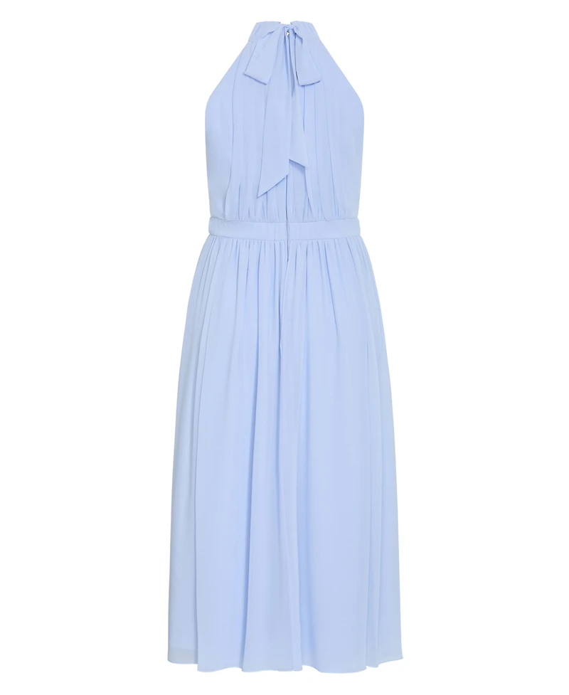 City Chic Plus Lucy Halter Pleat-Front Maxi Dress