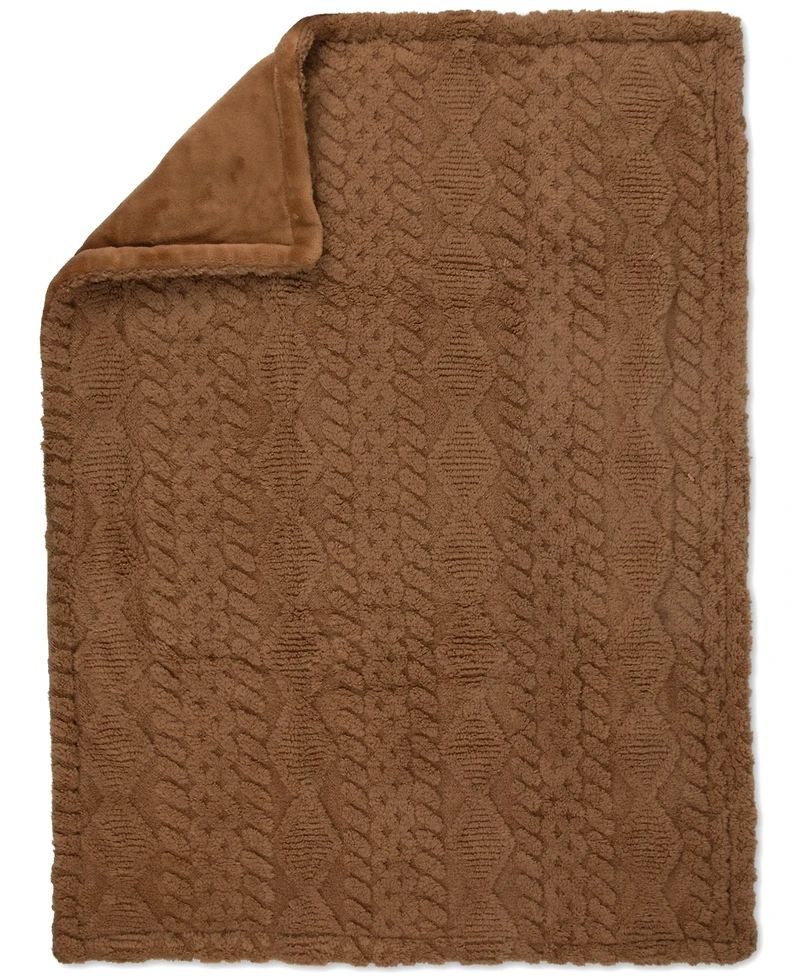 Baby Essentials Baby Boys' or Baby Girls' Cable-Knit Reversible Blanket and Plush Bear, 2-Piece Set