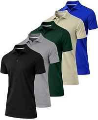Galaxy By Harvic Men's Jump Start Short-Sleeve Regular-Fit Stretch-Knit Polo Shirt, 5-Pack