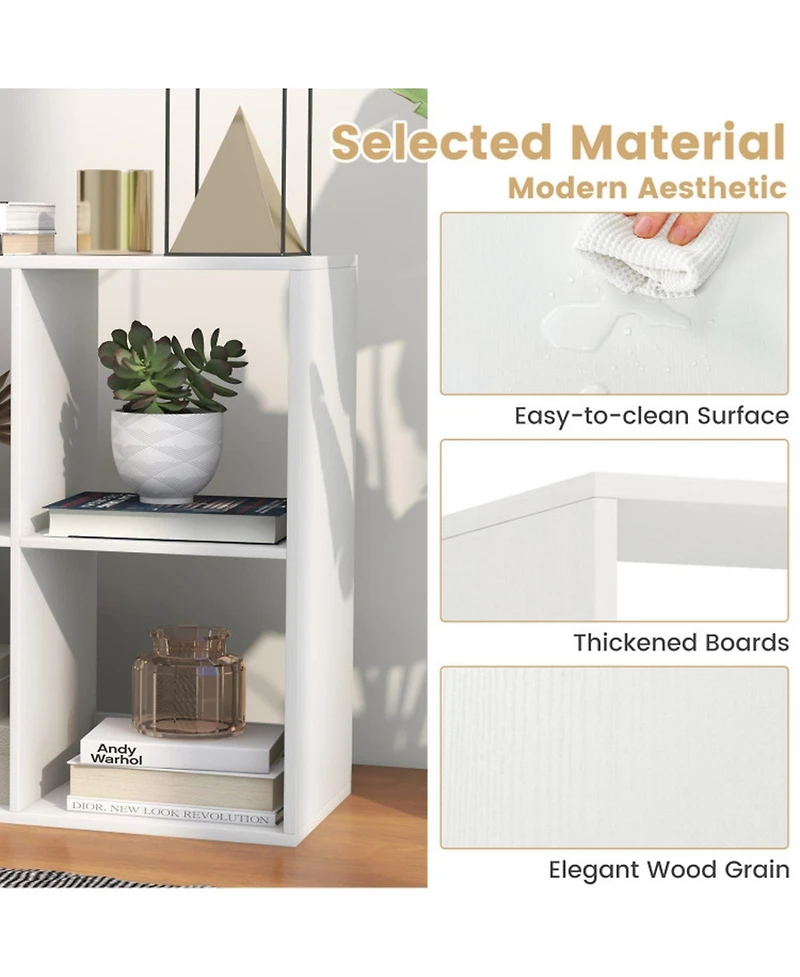 Sugift 6-Cube Bookshelf with Back Guardrail for Living Room