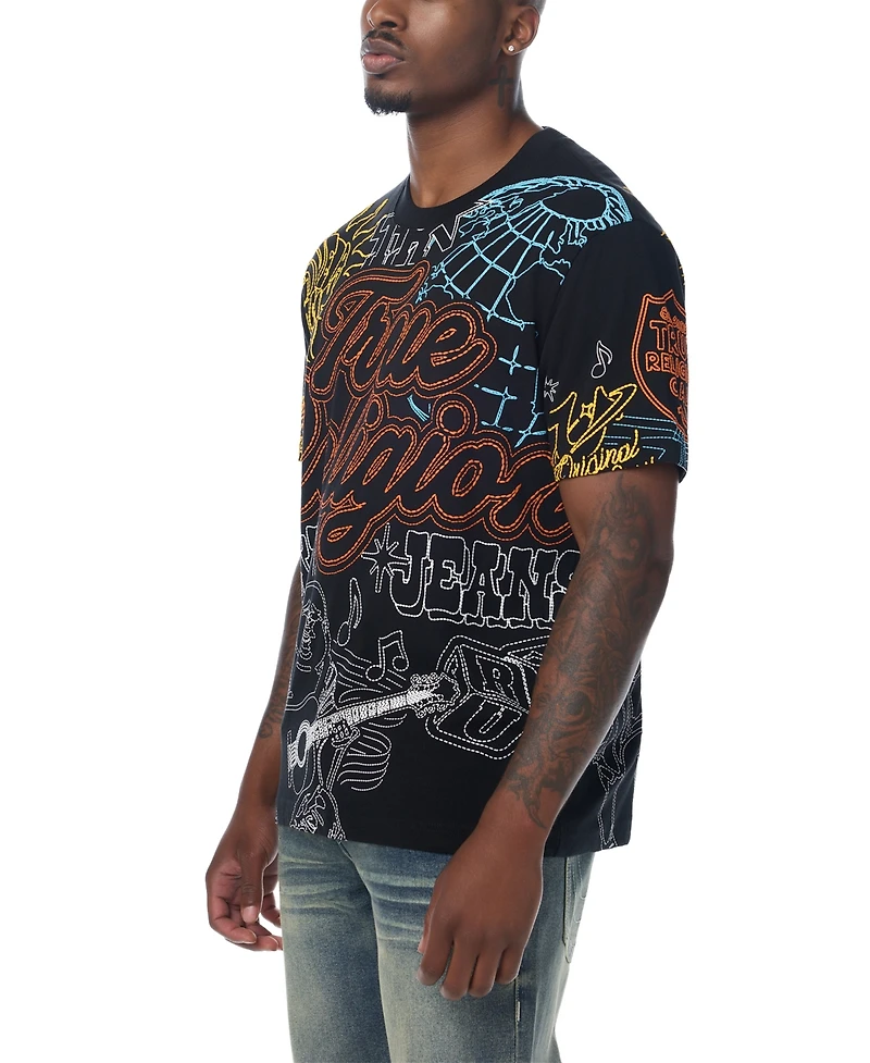 True Religion Men's Logo Tee Graphic Puff-Print T-Shirt