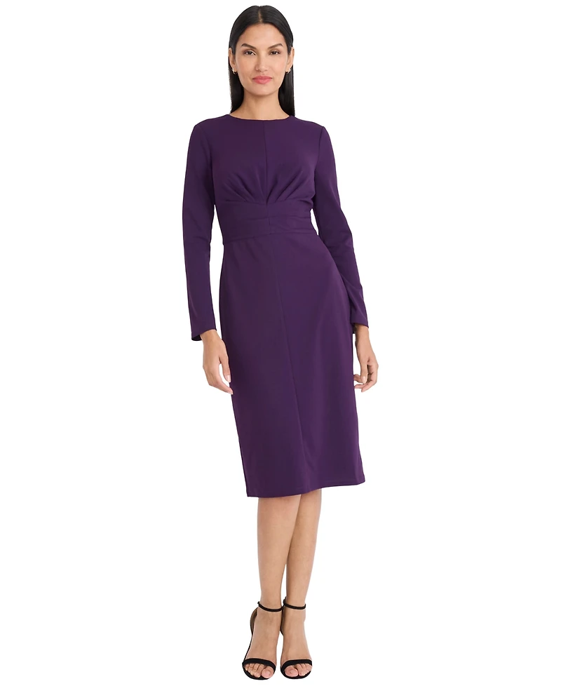 Maggy London Women's Scuba-Crepe Gathered Midi Dress