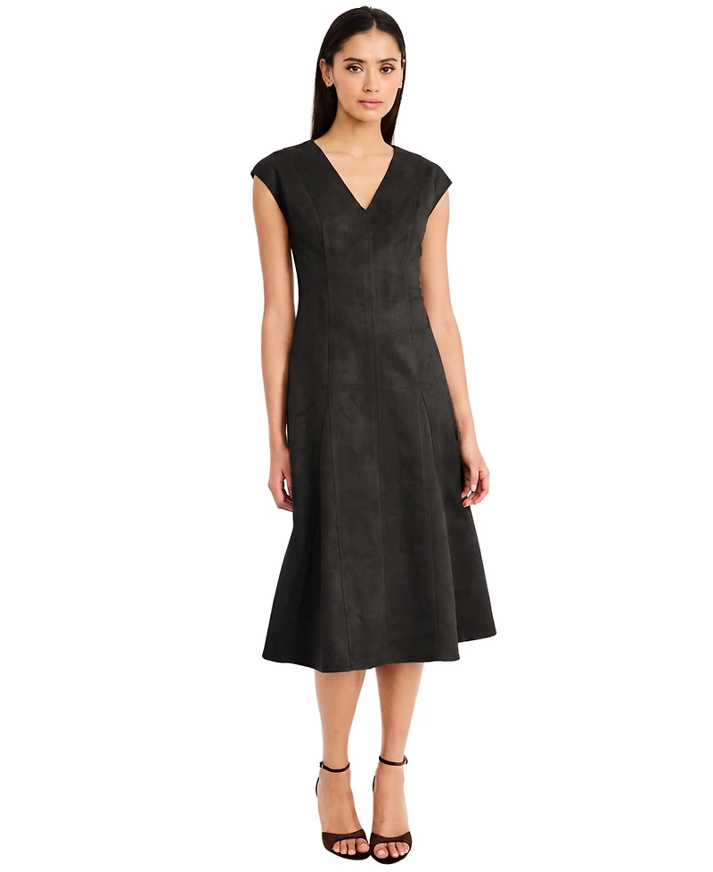 Maggy London Women's Ashanti Cap-Sleeve A-Line V-Neck Midi Dress