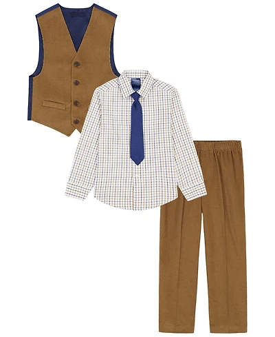 Nautica Baby Boys' Corduroy Check-Print Long-Sleeve Dress Shirt, Vest, Pants, and Tie, 4-Piece Set