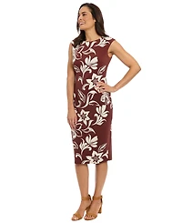 London Times Women's Jersey Placement-Print Midi Dress