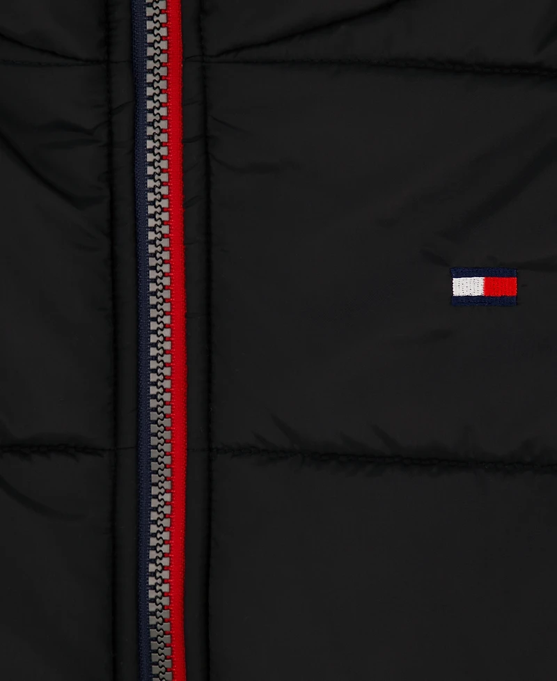 Tommy Hilfiger Boys' 4-7 Sleeve Logo Puffer Hooded Water-Resistant Jacket