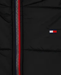 Tommy Hilfiger Boys' 4-7 Sleeve Logo Puffer Hooded Water-Resistant Jacket
