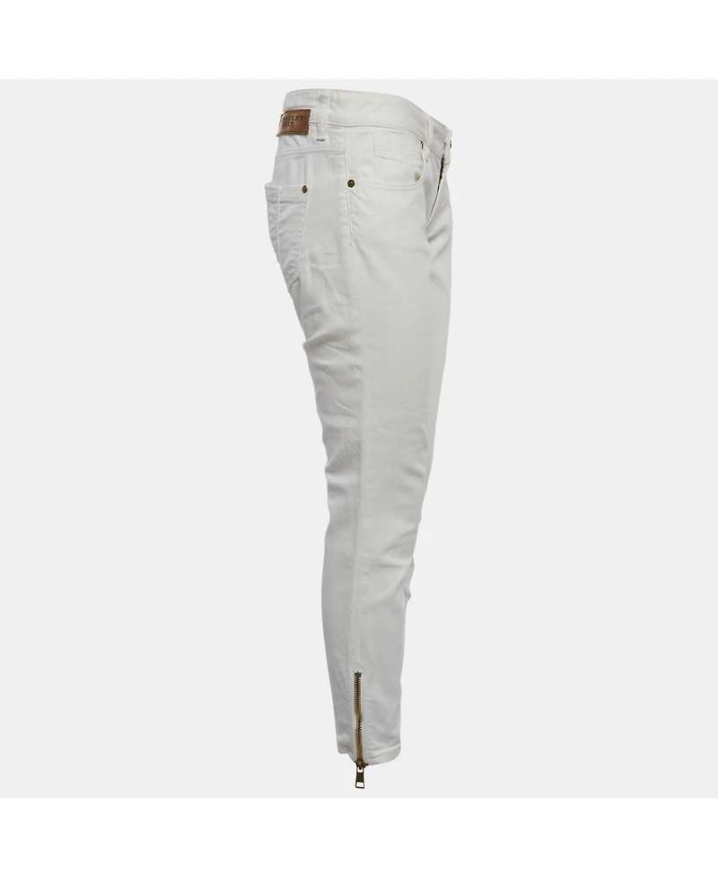 Pre-Owned Burberry Women's Culham Mid-Rise Skinny Jeans with Side Zipper