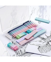 Four Candies Cute Mechanical Pencil Set 6Pieces, 0.5/0.7/0.9mm with 360 Leads and Erasers, Aesthetic School Supplies