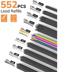 Four Candies 27Pieces Mechanical Pencil Set with Case, 0.3/0.5/0.7/0.9mm and 2mm Leads, Technical Drawing Kit
