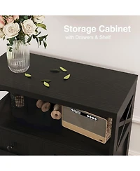 Vabches Farmhouse Storage Cabinet with Drawers and Doors