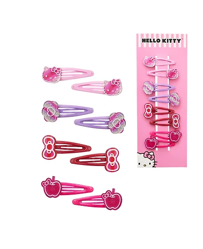 Hello Kitty Hair Clips 8-Piece Set Official License, Snap Back Clips for Hair, Sanrio Gift