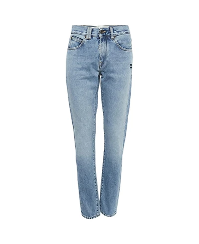 Pre-Owned Off-White Women's Straight-Leg Distressed Mid-Rise Jeans