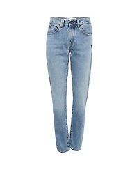 Pre-Owned Off-White Women's Straight-Leg Distressed Mid-Rise Jeans