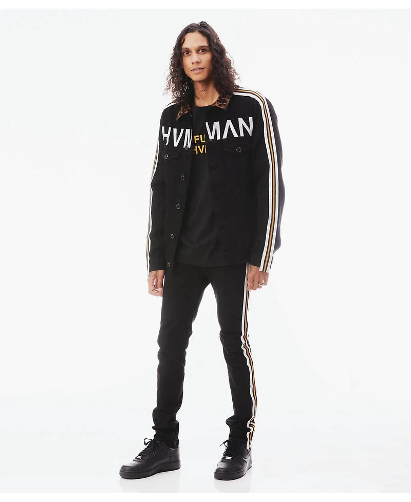 Hvman Chosen To Prevail x Cult Men's MK1 Trucker-Fit Stripe Denim Jacket