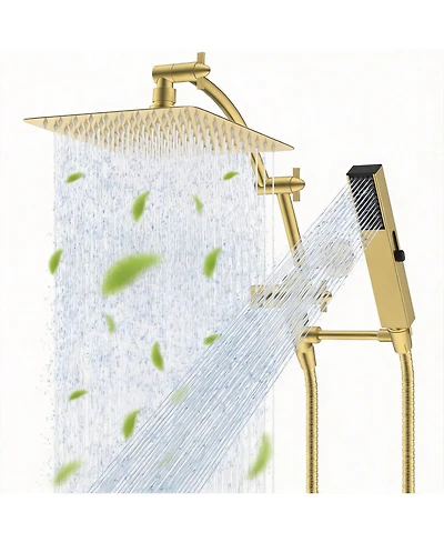 Cyqbd 10'' Metal Rain Shower Head Handheld Spray Extension Arm Hose Kit