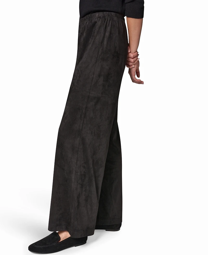 Donna Karan Weekend Women's Microsuede Wide-Leg Mid-Rise Pants